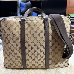 Gucci Gg Business Bag Briefcase Laptop Ipad case, fits 14”/17” laptop Brown